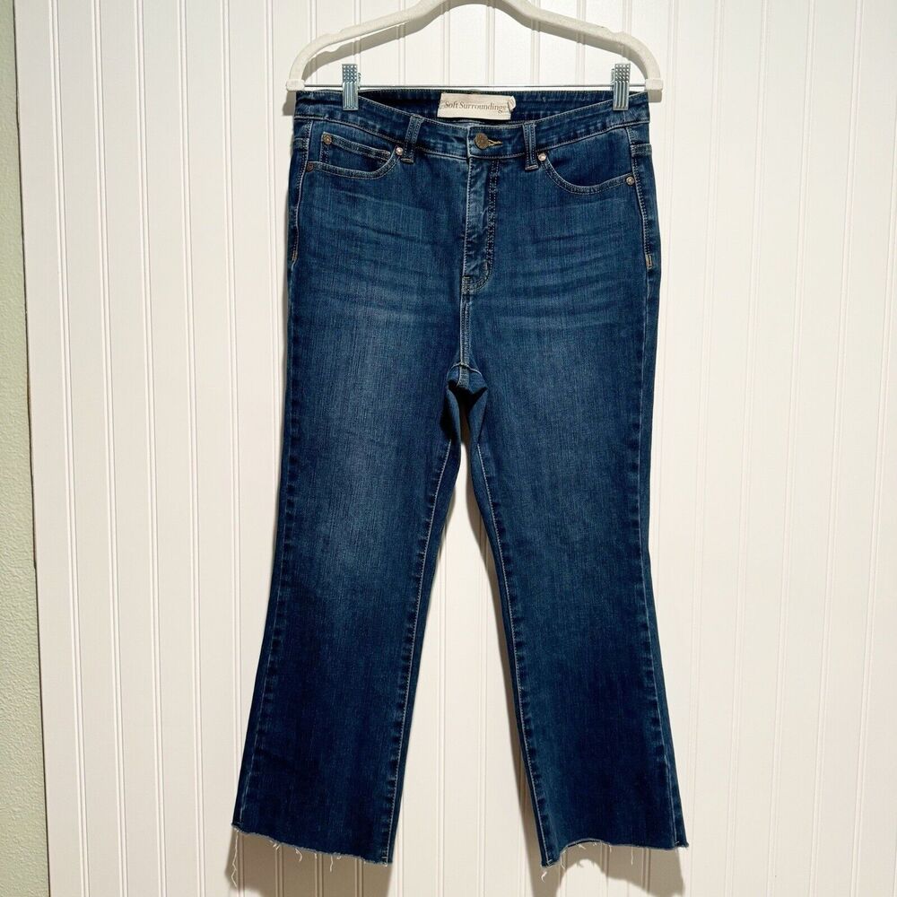 Soft Surroundings Straight Leg Crop Jeans Raw Hems Size 8 Petite